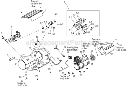 Page A Diagram and Parts List for C3550  Porter Cable Compressor